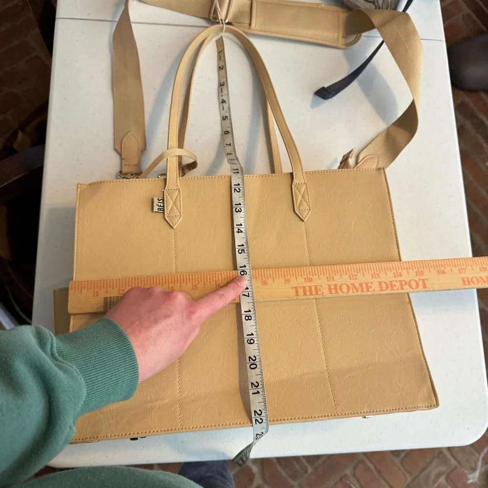 BEIS The Mini Work Tote Beige‎ travel commute office school nwt